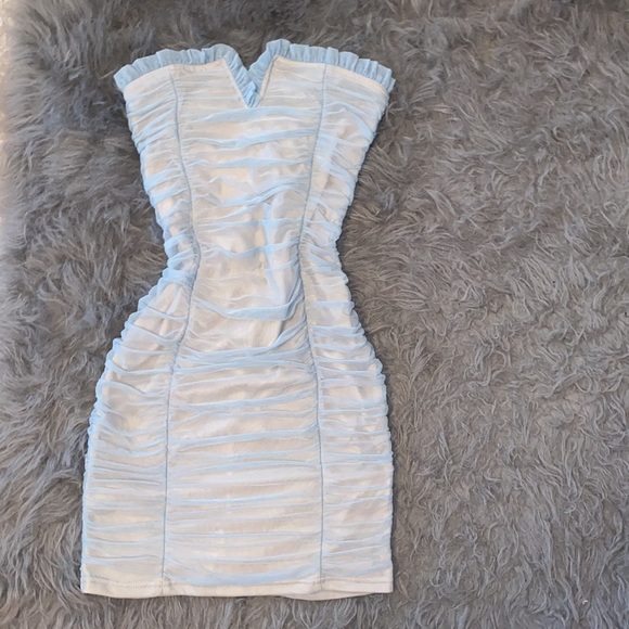 Ruched Pastel Blue Dress - Picture 1 of 6